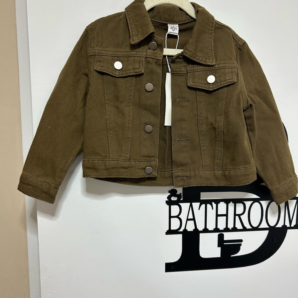 SHEIN Kids Olive Denim Jacket
